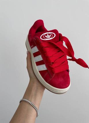 Женские кроссовки adidas campus red / white premium5 фото