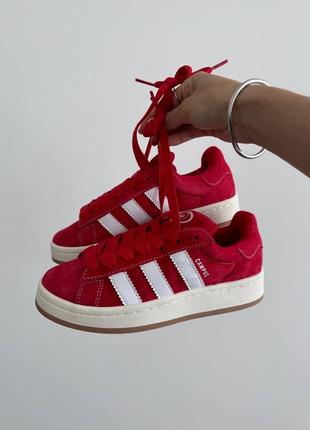 Женские кроссовки adidas campus red / white premium1 фото