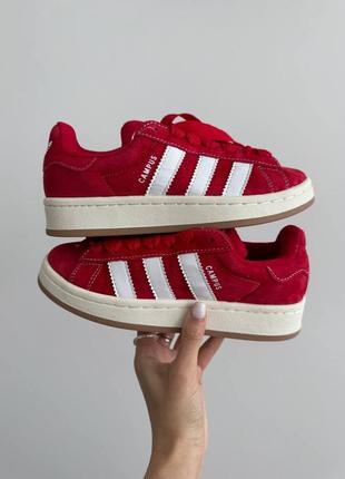 Женские кроссовки adidas campus red / white premium2 фото