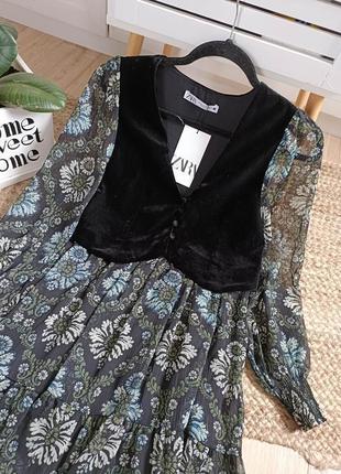 Платье с контрастным жилетом от zara, размер xs*4 фото