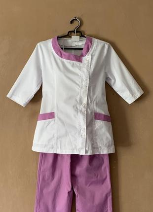 Медицинская одежда медицинский костюм двойка брюки + медицинская рубашка размер xs s2 фото