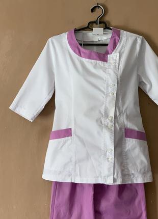 Медицинская одежда медицинский костюм двойка брюки + медицинская рубашка размер xs s3 фото