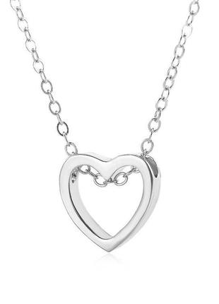 Сріблястий та чорний ланцюжок з рухливою підвіскою у вигляді серця