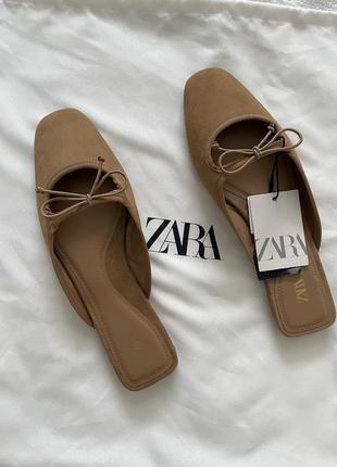 Замшеві мюлі zara new original натуральна шкіра мюли зара из натуральной кожи