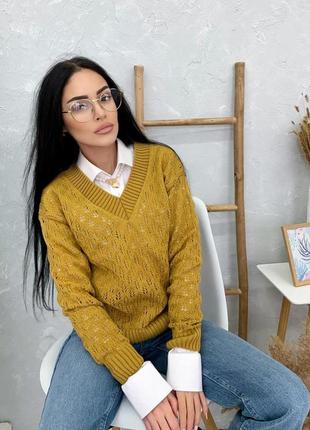 Стильный ажурный свитерок onesize