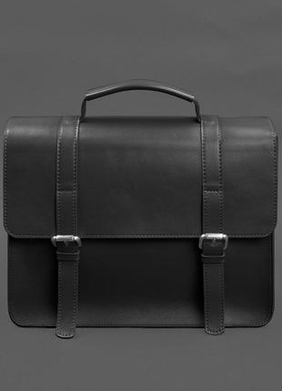 Кожаная сумка-портфель черная porte