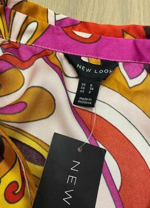 Акция 🎁 новая укороченная рубашка new look из атласа с абстрактным завязкой и боковым запахом в стиле ретро zara asos6 фото