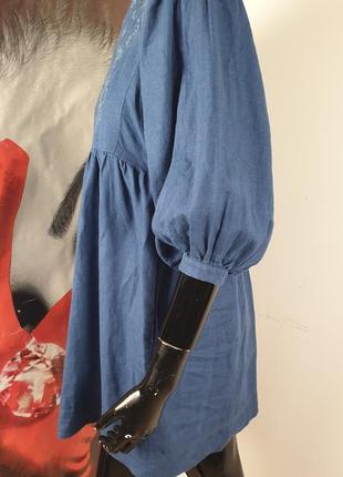 Льняное платье в этно стиле с вышивкой4 фото
