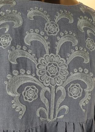 Льняное платье в этно стиле с вышивкой3 фото