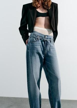Джинси zara trf tailored balloon із ремінцем