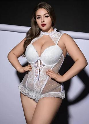 Сексуальний корсет l/xl білий. еротичні корсети plus size