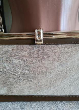 Сумка клатч с нат.мехом винтаж
