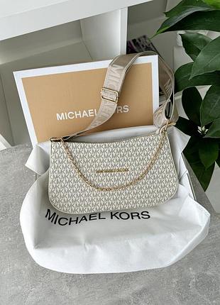 Сумка женская  michael kors багет  молочный с цепочкой майкл корс
