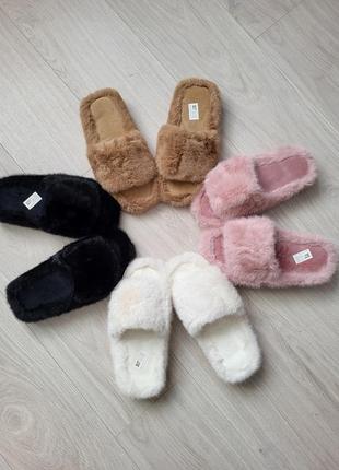 Меховые тапочки на платформе