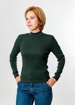 Утеплена жіноча водолазка в рубчик