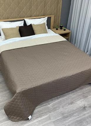 Покрывало двустороннее (160х215см) decorator ultra sonic microfiber. цвет капучино с бежевым