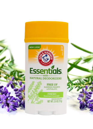 Arm & hammer, essentials с натуральными дезодорирующими компонентами, дезодорант, розмарин и лаванда