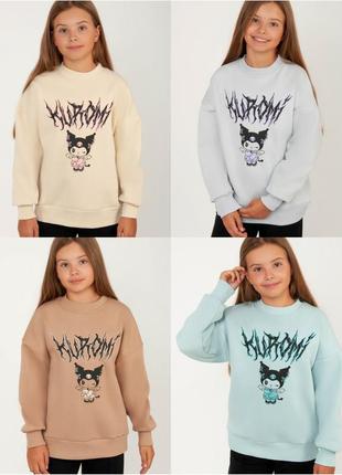 Теплий світшот на флісі, зимова толстовка на флісі, теплий батнік на флісі, теплый свитшо оверсайз, теплий світшот аніме