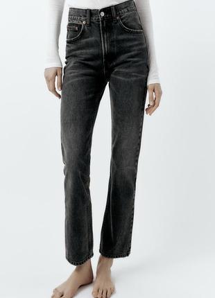 Прямі джинси zara collection straight-leg mid-rise