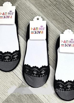 Підслідники жіночі з бавовни з оздобленням з гіпюру