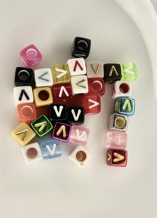 Акриловый алфавит, квадратные буквы v, бусины для ручного изготовления изделий, браслетов