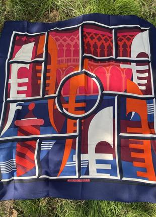 Шовкова хустка платок vintage hermes rialto silk scarf by pierre peron 90 cm
