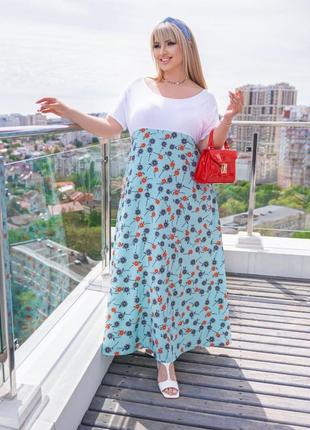 Довга сукня з коротким рукавом 48-62 розмірів. 318778