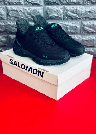 Мужские кроссовки salomon черные зимние термо кроссовки саломон