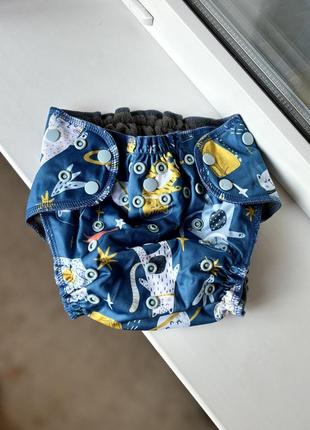 Багаторазовий універсальний підгузок happymoon з вугільно-бамбуковою підкладковою тканиною без вкладки в комплекті 3-15 кг