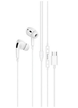 Навушники hoco m101 pro crystal sound type-c wire-controlled digital earphones with microphone white