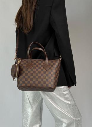 Louis vuitton small neverfull damier ebene canvas pm3 фото