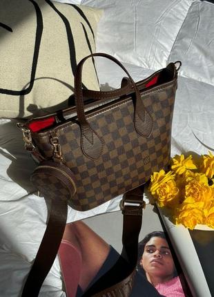 Louis vuitton small neverfull damier ebene canvas pm7 фото