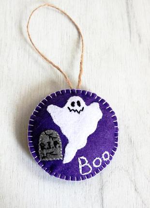 Фетровая подвеска на хэллоуин привидение, игрушка ручной работы halloween, украшение на хэллоуин