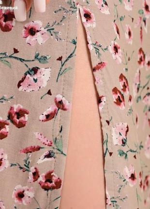 Платье женское бежевое цветочный принт4 фото