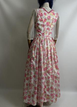 Австрія вінтажний екслюзивний довгий пишний сарафан сукня максі в трояндах дирндль7 фото
