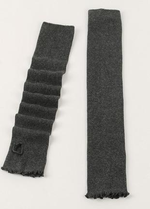Митенки с рюшами в рубчик темно-серые one size