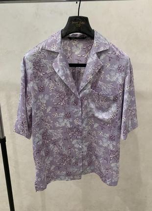 Сорочка блуза zara з принтом фіолетова