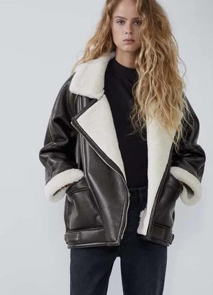 Дубленка авиатор zara