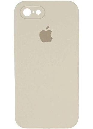 Чохол silicone case для iphone se 2020/8/7 з захистом камери бежевий квадратний