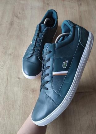 Фирменные мужские кожаные кеды кроссовки  lacoste, оригинал , р.50