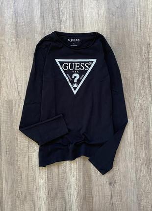 Трендовый актуальный черный хлопковый реглан, топ, кофта с логотипом оригинал guess, p.xs/s