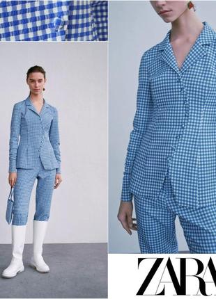 Zara жіночий жакет в клітинку віши з бавовняної суміші