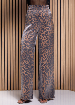 Леопардовые брюки из полированного хлопка деми 2 цвета2 фото