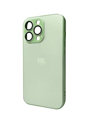 Чохол для смартфона ag glass matt frame color logo for apple iphone 13 pro light green