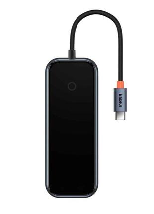 Usb-hub baseus acmejoy 4-port type-c hub adapter（type-c to usb3.0*3+type-c pd&data *1）dark gray