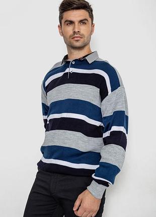 Светр-обманка чоловічий, колір сіро-синій, 161r901-2