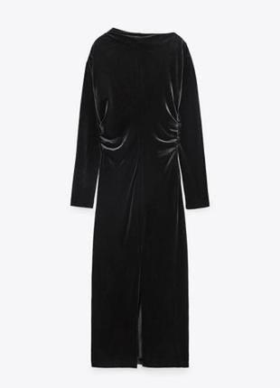 Чорне оксамитове плаття zara оксамитове максі плаття довге вечірнє плаття з оксамиту.