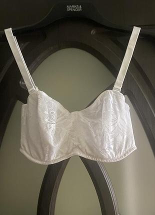 Шикарний, бралет, бюстгальтер, ажурний, в білому, кольорі, на гарні груди, з маленьким обхватом, від бренду: m&s 🫶