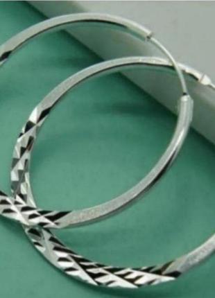 Сережки кільця велиеі срібло 925 50мм1 фото