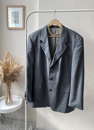 Сірий вовняний піджак оверсайз шерсть вовна вінтаж hugo boss
